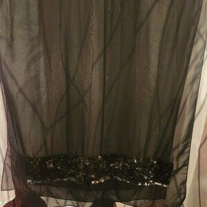 Elegant Black Sheer Scarf with Sequin Detail